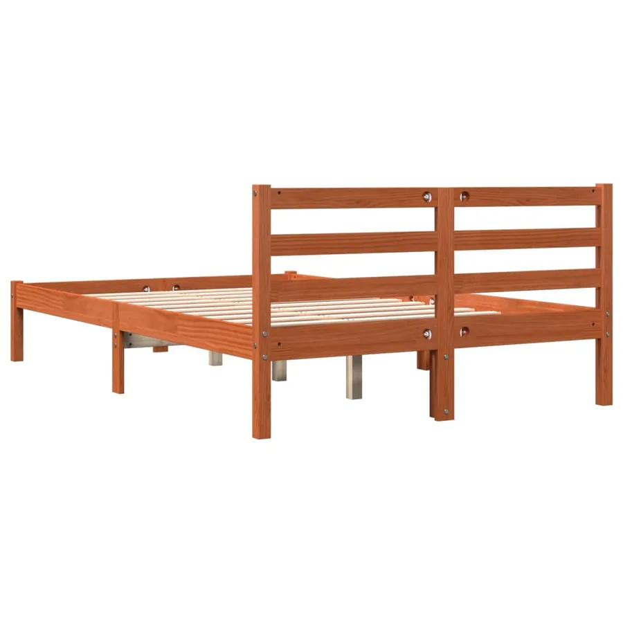 Cadre de lit sans matelas cire marron 150x200cm bois pin massif - 6