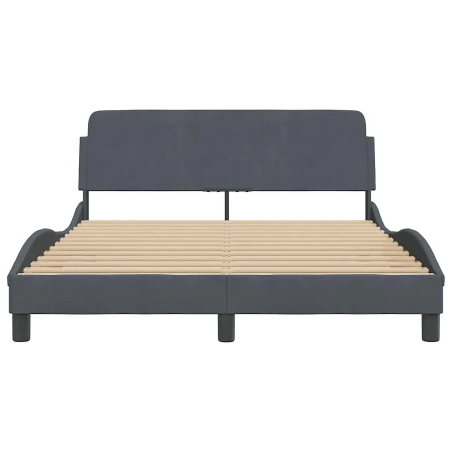Cadre de lit Dover gris foncé 140x200 cm velours - 4
