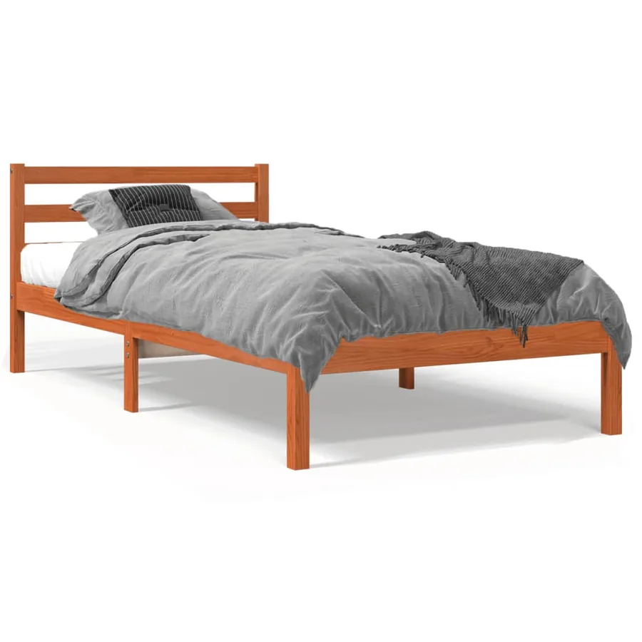 Cadre de lit sans matelas cire marron 90x190 cm bois pin massif - 2