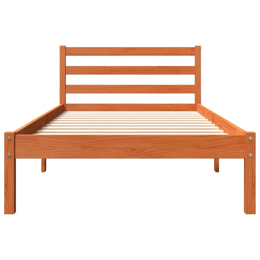 Cadre de lit sans matelas cire marron 90x190 cm bois pin massif - 4