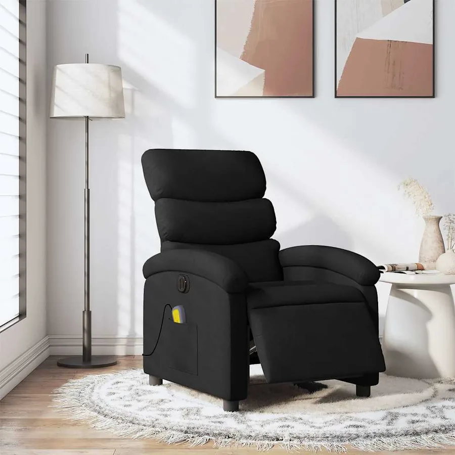 Fauteuil de massage inclinable électrique Noir Tissu - 16