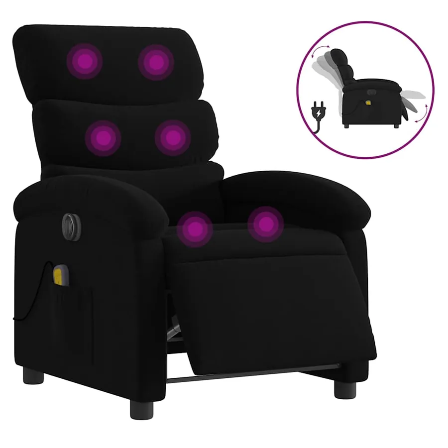 Fauteuil de massage inclinable électrique Noir Tissu - 2