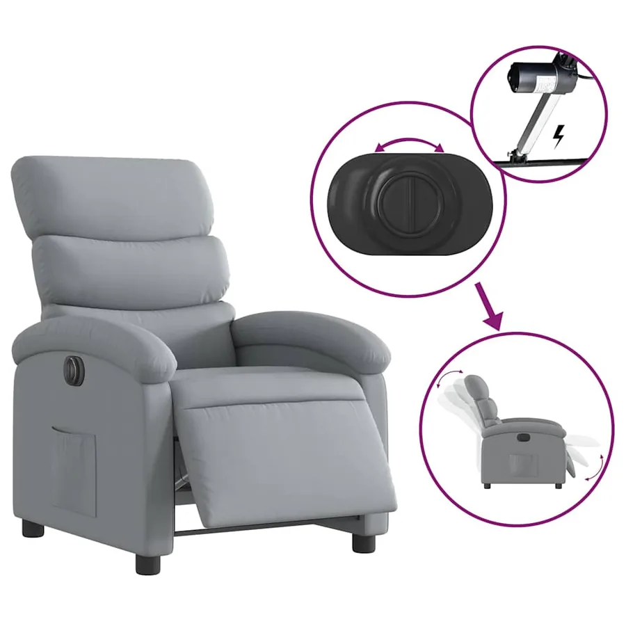 Fauteuil inclinable électrique Gris clair Tissu - 6