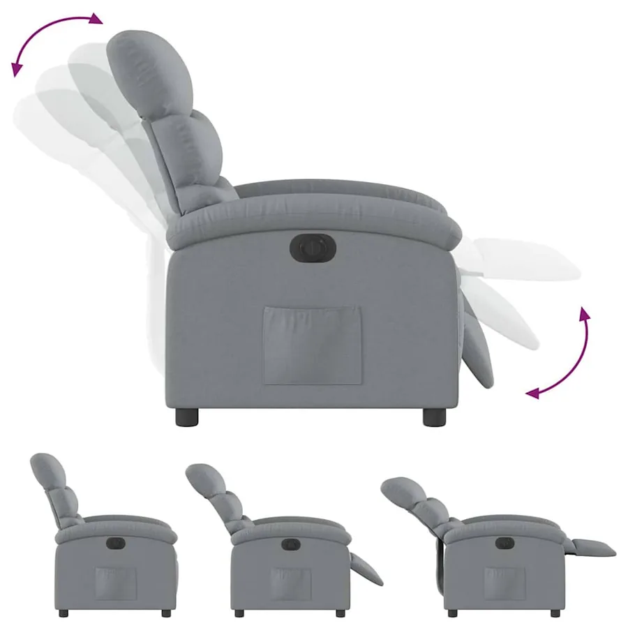 Fauteuil inclinable électrique Gris clair Tissu - 7