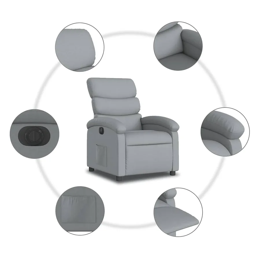 Fauteuil inclinable électrique Gris clair Tissu - 8