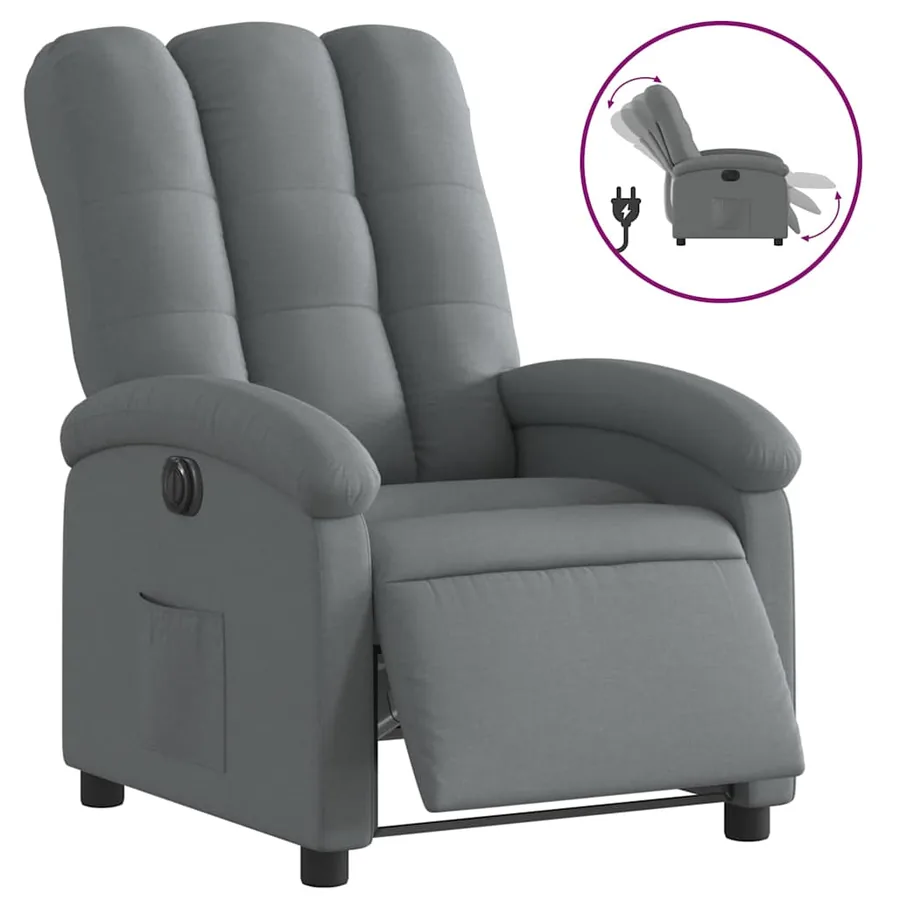 Fauteuil inclinable électrique Gris foncé Tissu - 2