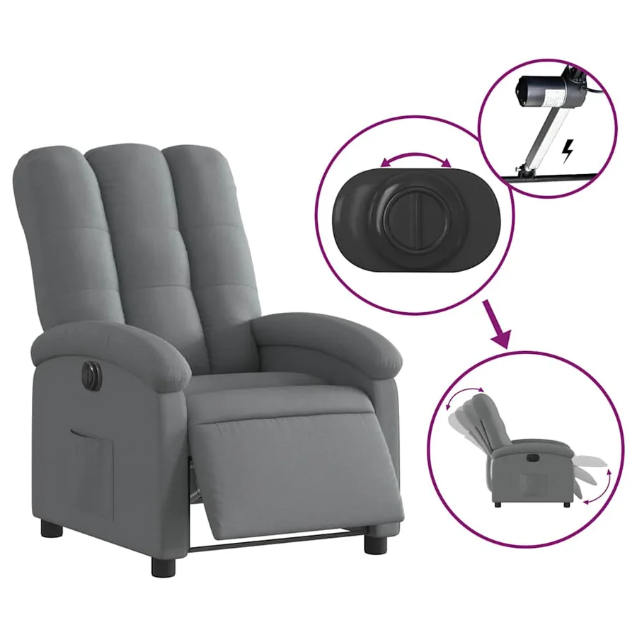 Fauteuil inclinable électrique Gris foncé Tissu - 6