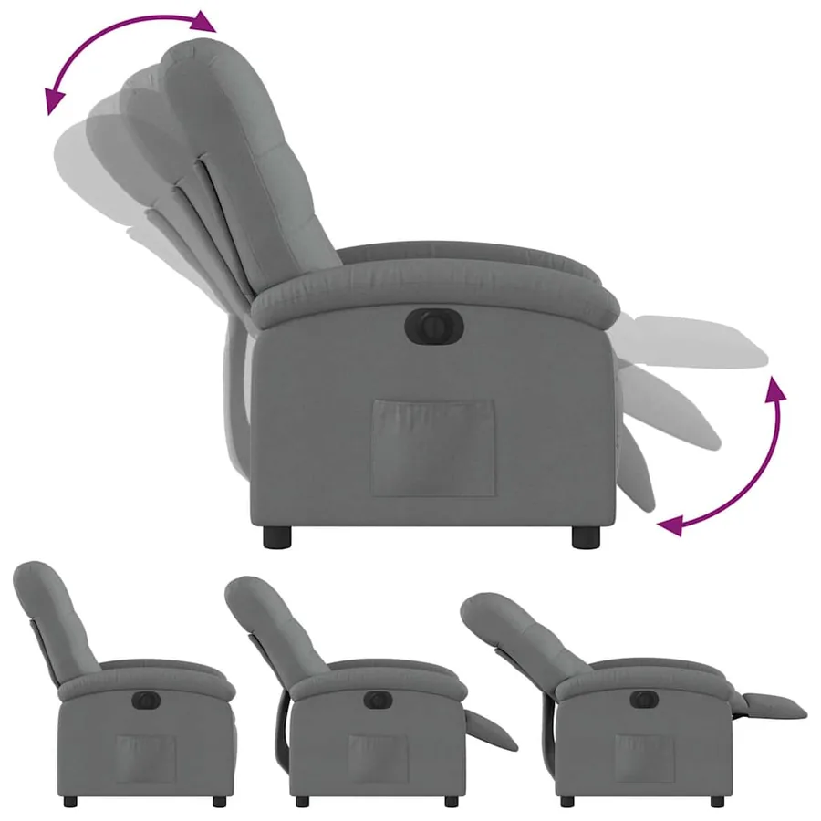 Fauteuil inclinable électrique Gris foncé Tissu - 7