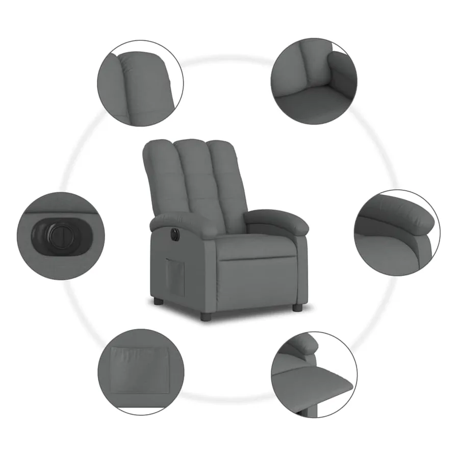 Fauteuil inclinable électrique Gris foncé Tissu - 8