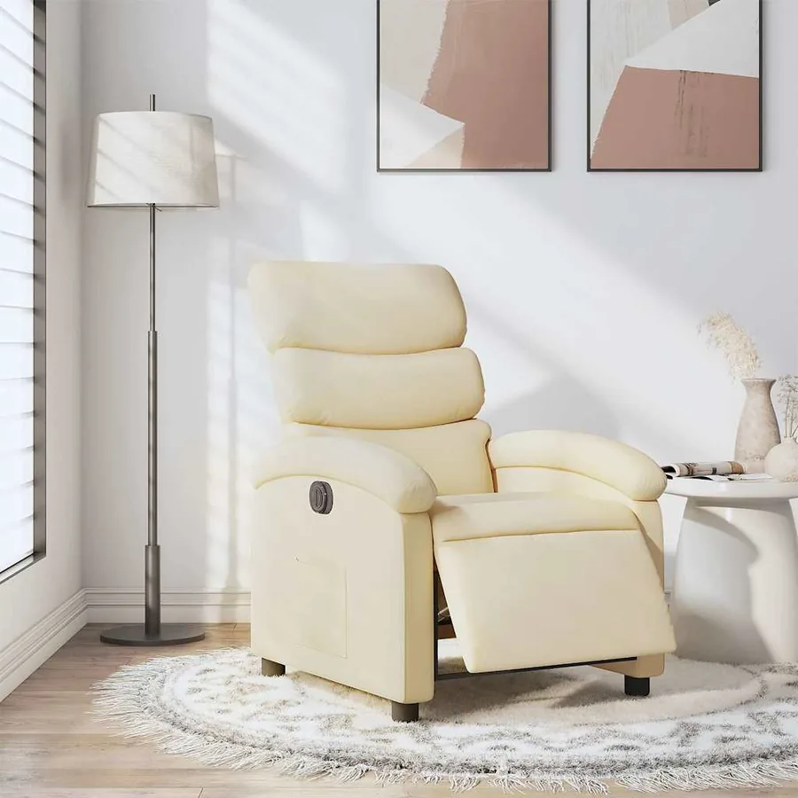 Fauteuil inclinable électrique Crème Tissu - 16