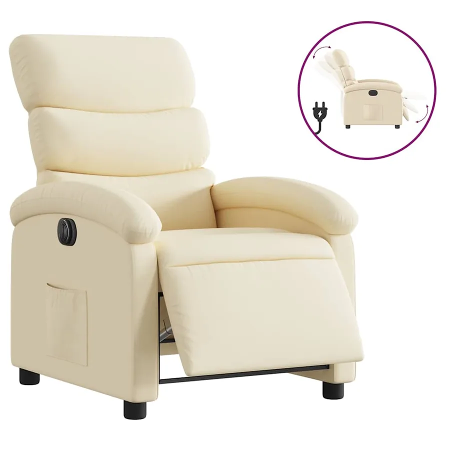 Fauteuil inclinable électrique Crème Tissu - 2