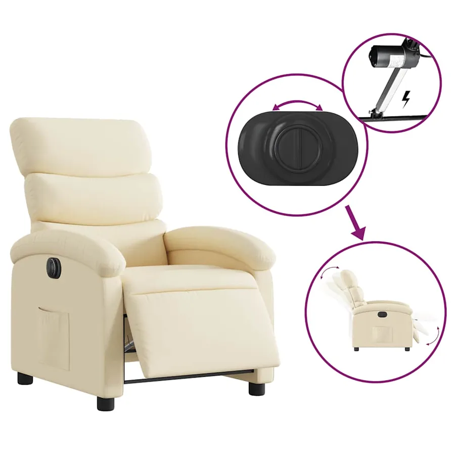 Fauteuil inclinable électrique Crème Tissu - 6