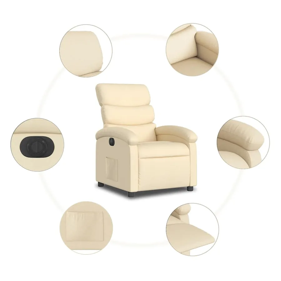 Fauteuil inclinable électrique Crème Tissu - 8