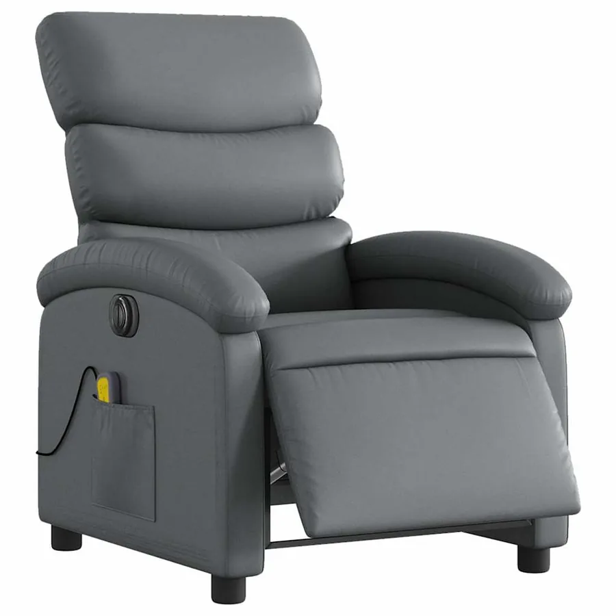 Fauteuil de massage inclinable électrique gris similicuir - 3
