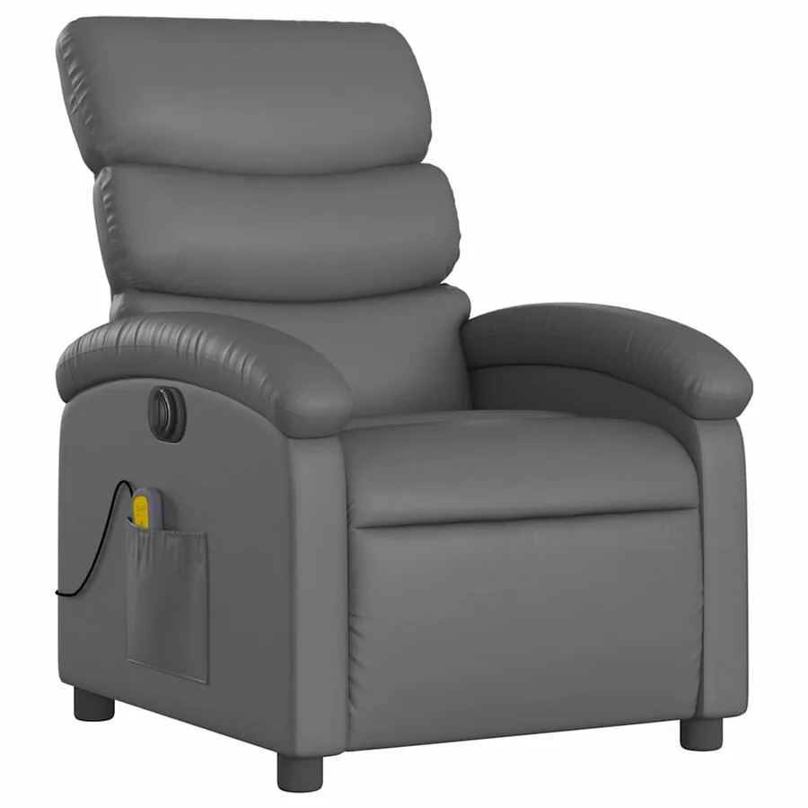 Fauteuil de massage inclinable électrique gris similicuir - 4