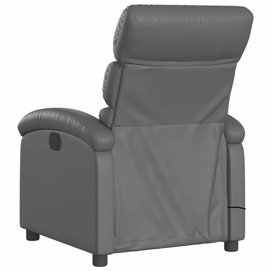 Fauteuil de massage inclinable électrique gris similicuir - 5