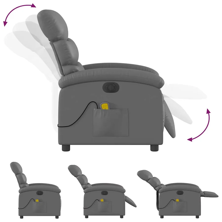 Fauteuil de massage inclinable électrique gris similicuir - 7