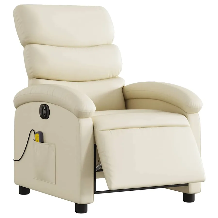 Fauteuil de massage inclinable électrique crème similicuir - 3