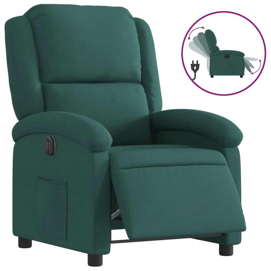 Fauteuil inclinable électrique Vert foncé Tissu - 2