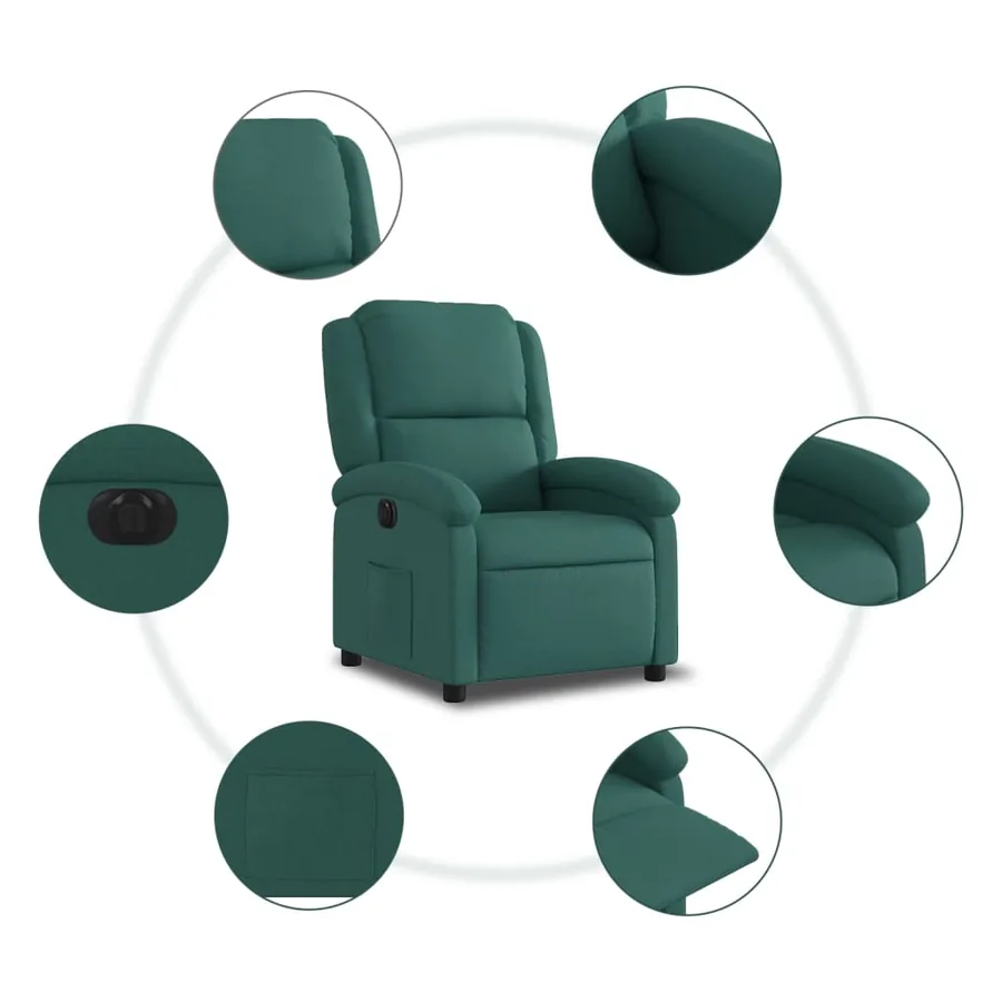 Fauteuil inclinable électrique Vert foncé Tissu - 8