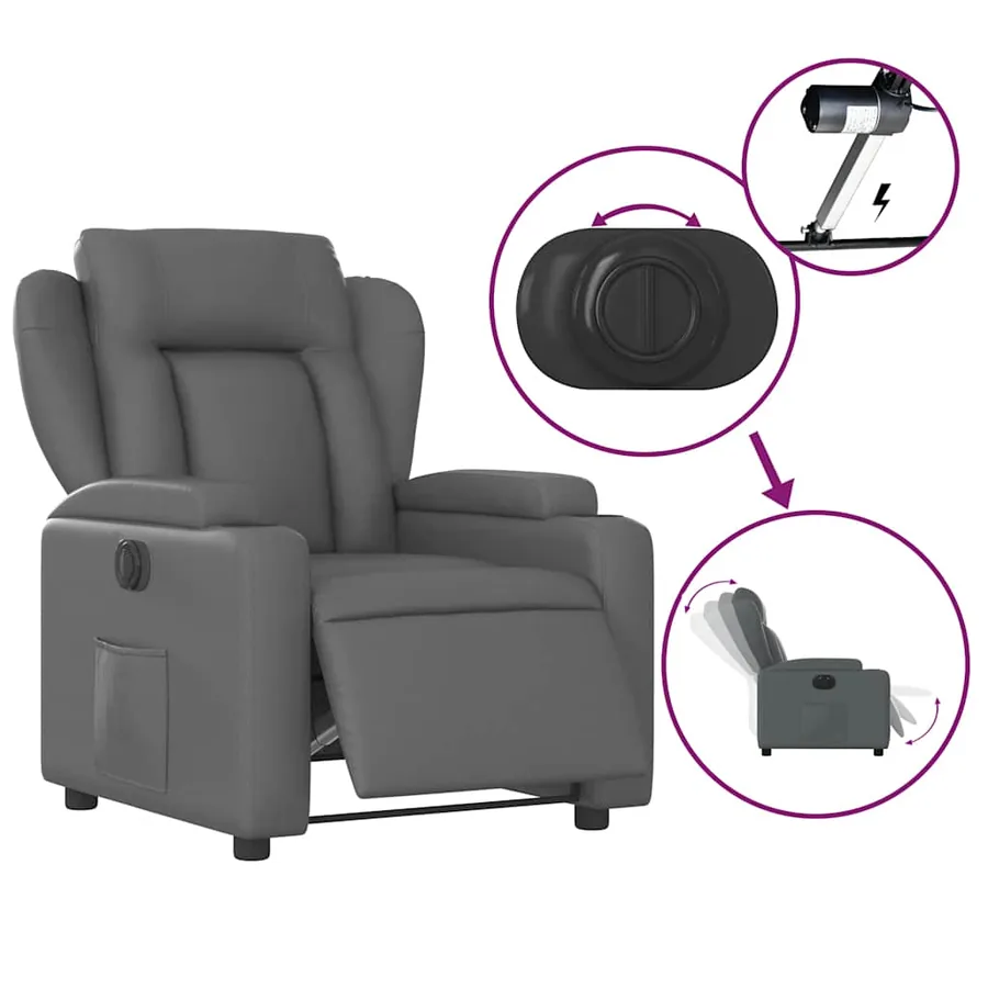Fauteuil inclinable électrique Gris Similicuir - 6