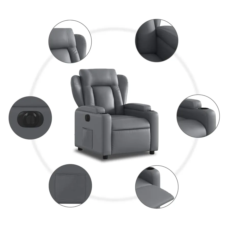Fauteuil inclinable électrique Gris Similicuir - 8