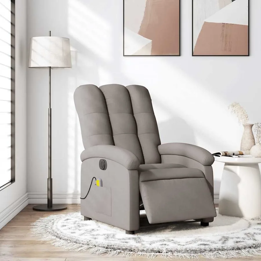 Fauteuil de massage inclinable électrique Taupe Tissu - 16