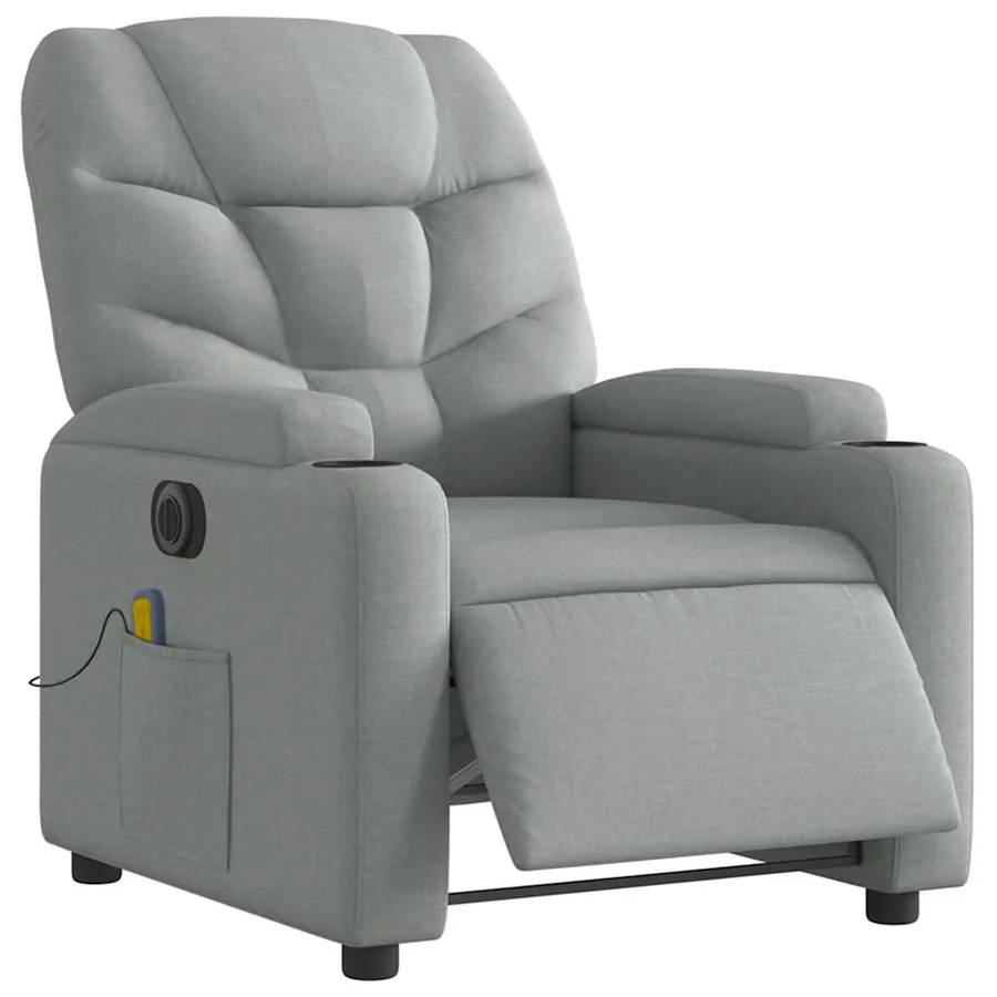 Fauteuil de massage inclinable électrique gris clair tissu - 3