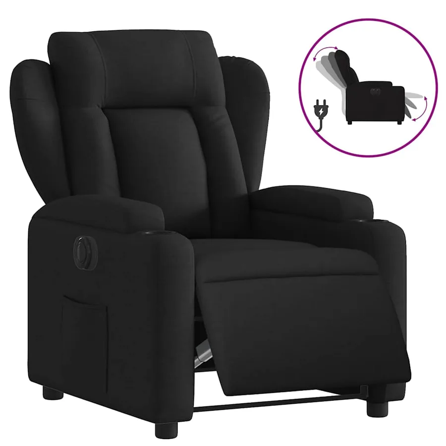 Fauteuil inclinable électrique Noir Tissu - 2