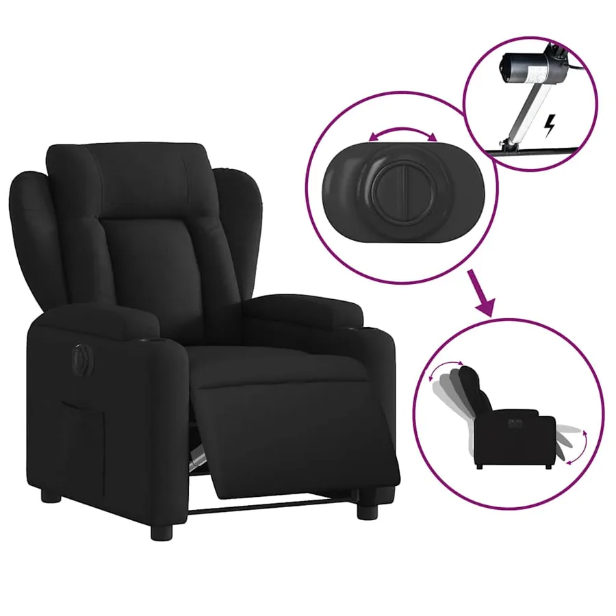 Fauteuil inclinable électrique Noir Tissu - 6