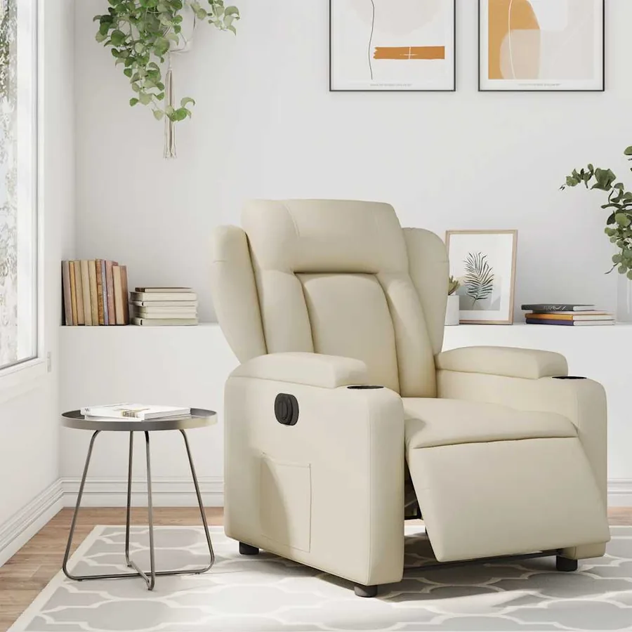 Fauteuil inclinable électrique Crème Similicuir - 16
