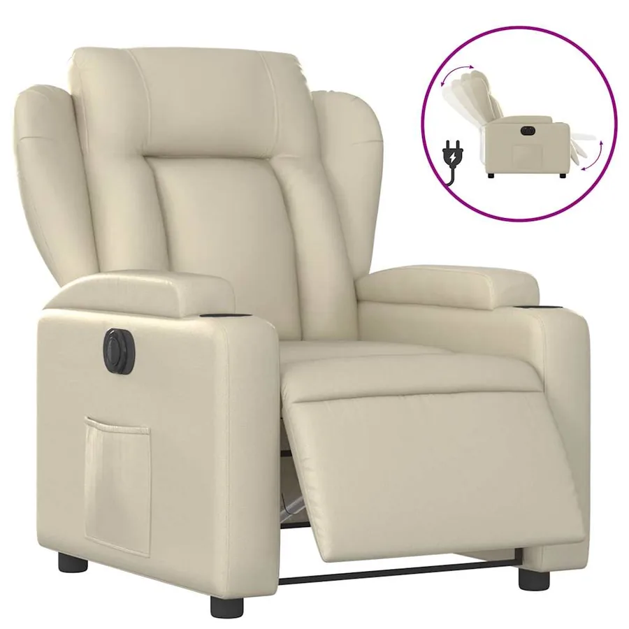 Fauteuil inclinable électrique Crème Similicuir - 2