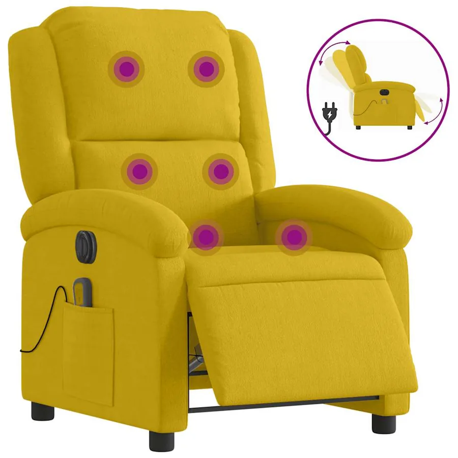 Fauteuil inclinable de massage électrique jaune velours - 2