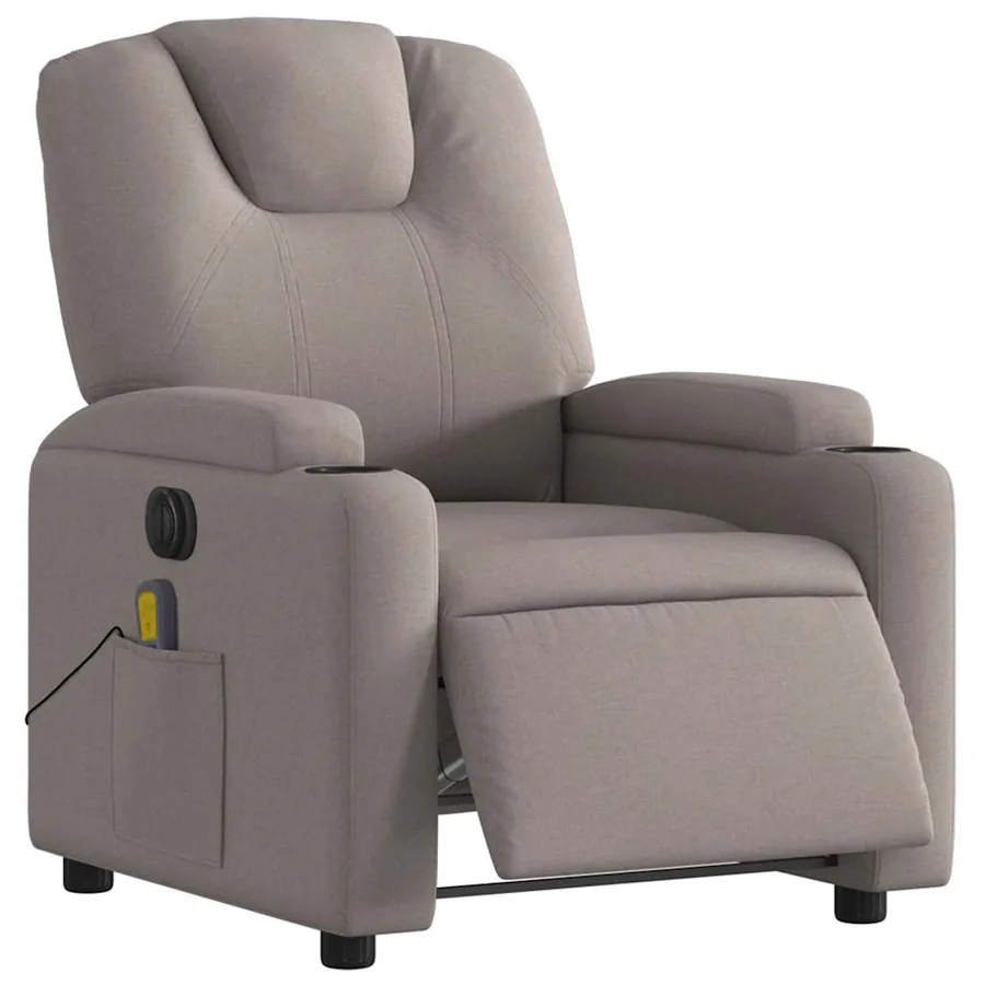 Fauteuil de massage inclinable électrique Taupe Tissu - 3