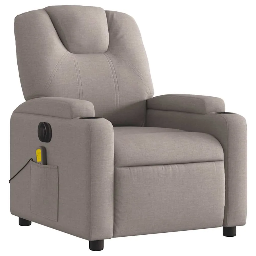 Fauteuil de massage inclinable électrique Taupe Tissu - 4