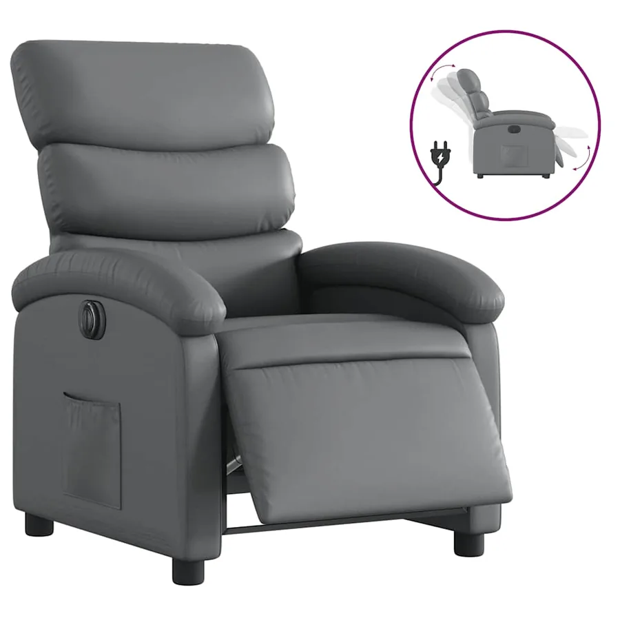 Fauteuil inclinable électrique Gris Similicuir - 2