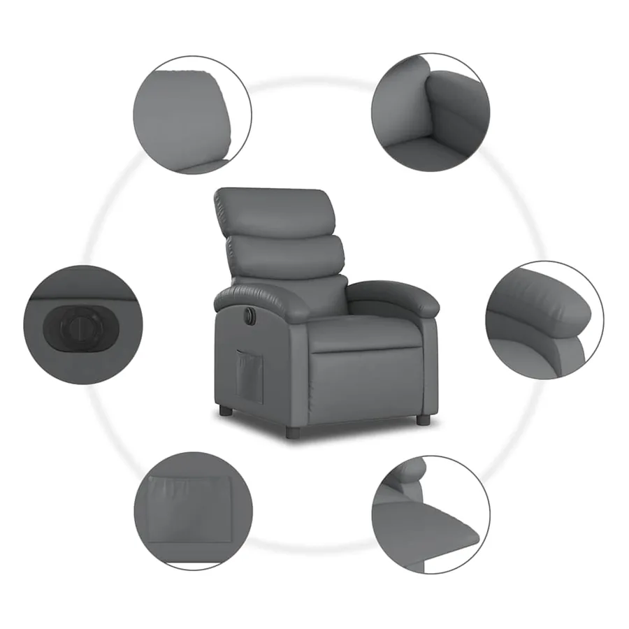 Fauteuil inclinable électrique Gris Similicuir - 8