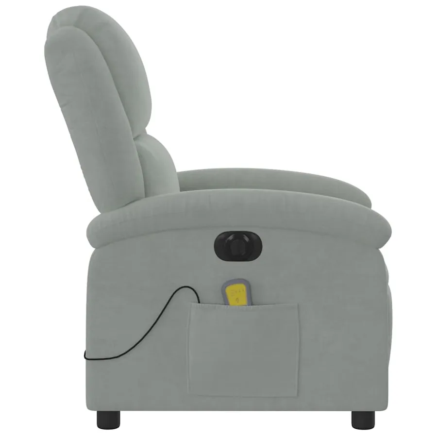 Fauteuil inclinable électrique de massage gris clair velours - 10