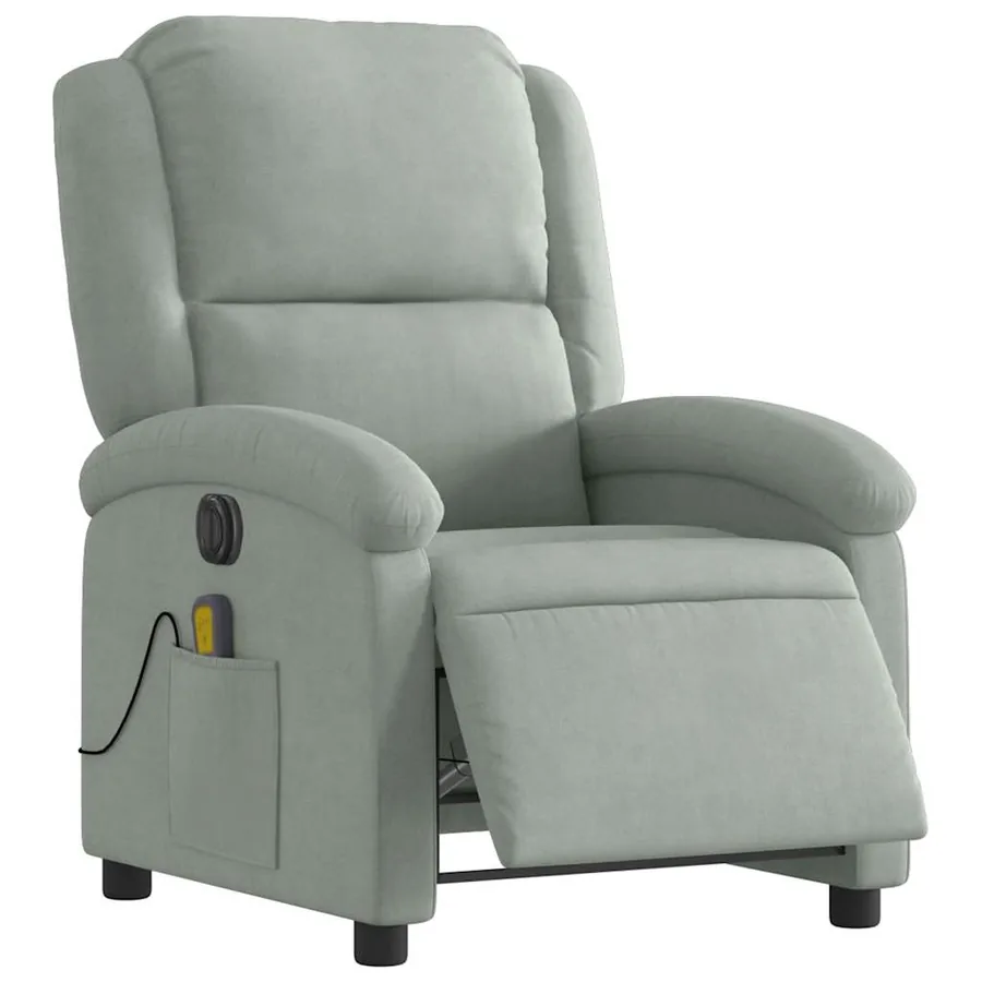 Fauteuil inclinable électrique de massage gris clair velours - 3
