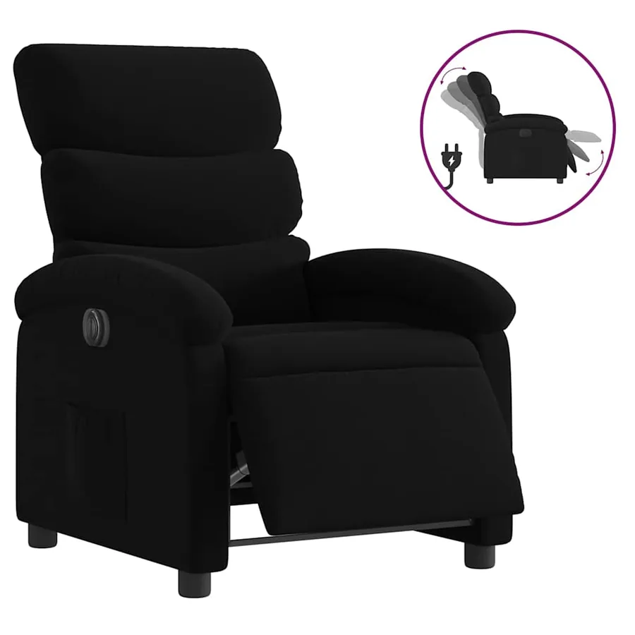 Fauteuil inclinable électrique Noir Tissu - 2