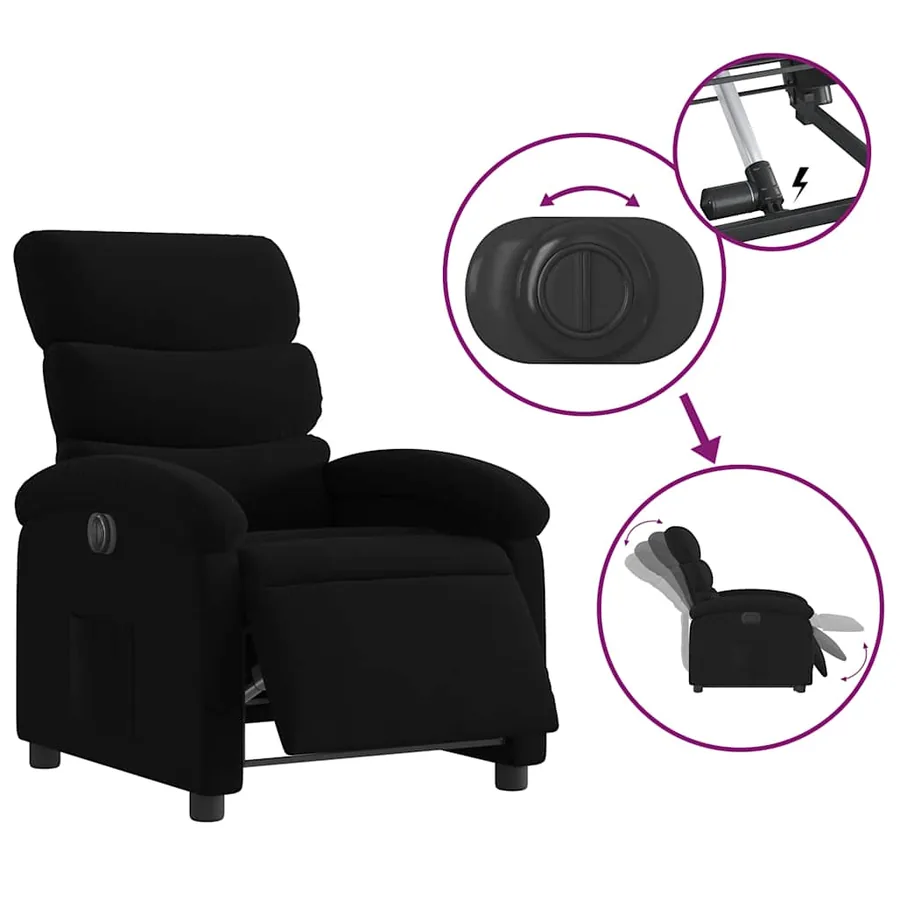 Fauteuil inclinable électrique Noir Tissu - 6