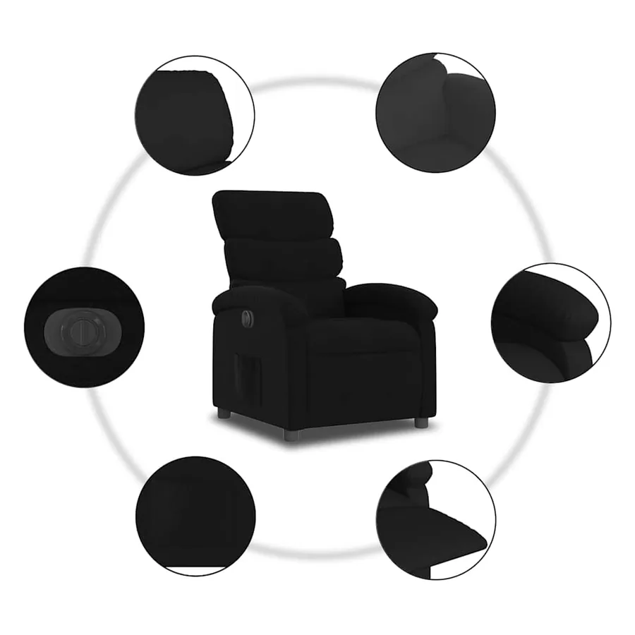 Fauteuil inclinable électrique Noir Tissu - 8