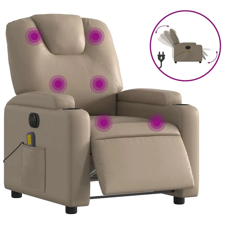 Fauteuil de massage inclinable électrique cappuccino similicuir - 2