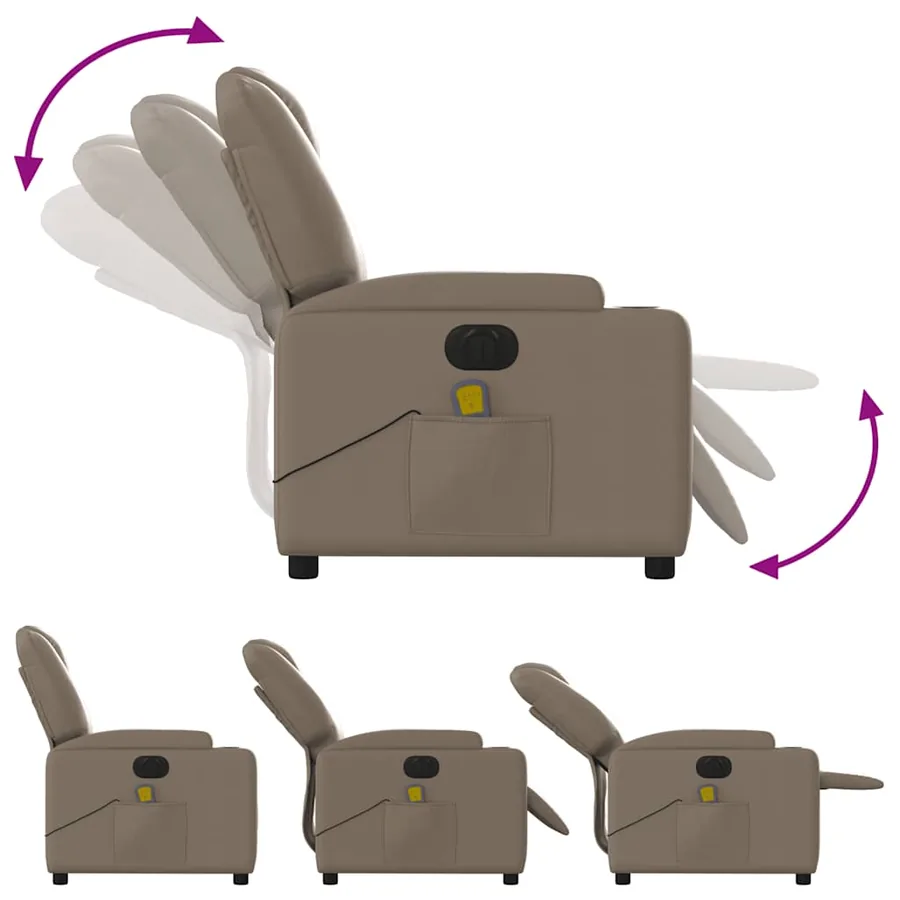 Fauteuil de massage inclinable électrique cappuccino similicuir - 7