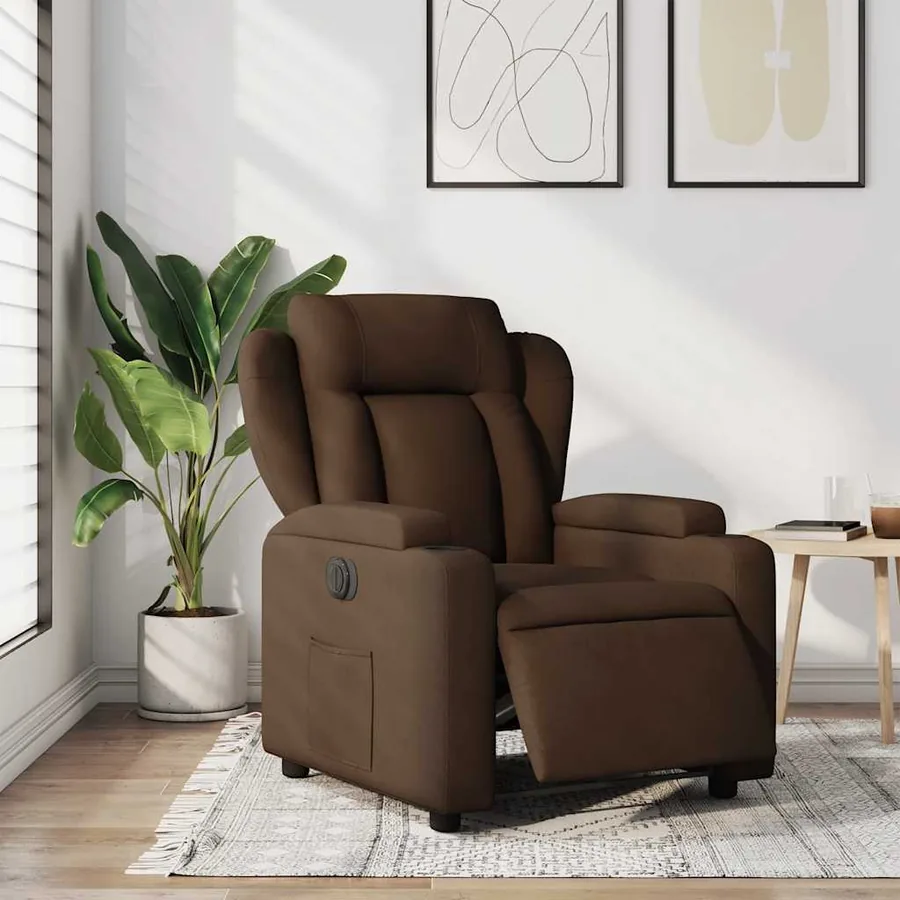 Fauteuil inclinable électrique Marron Tissu - 16