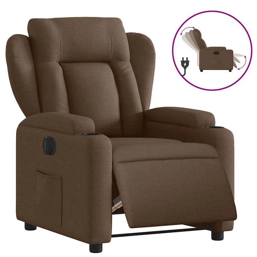 Fauteuil inclinable électrique Marron Tissu - 2