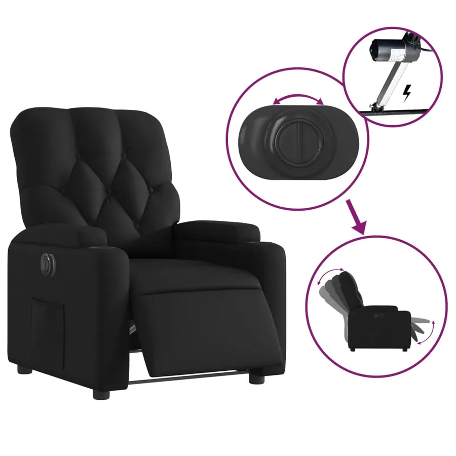 Fauteuil inclinable électrique Noir Similicuir - 6