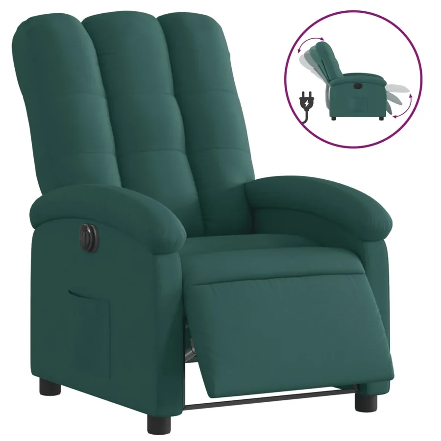 Fauteuil inclinable électrique Vert foncé Tissu - 2