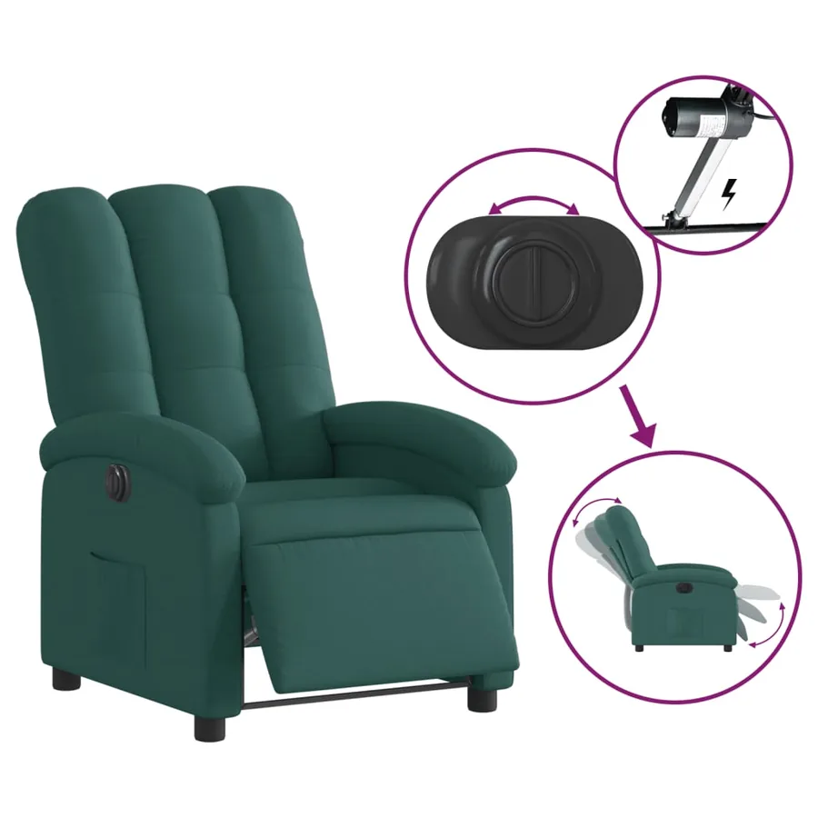 Fauteuil inclinable électrique Vert foncé Tissu - 6
