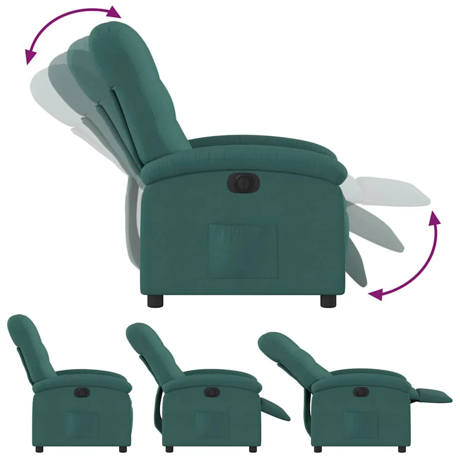 Fauteuil inclinable électrique Vert foncé Tissu - 7